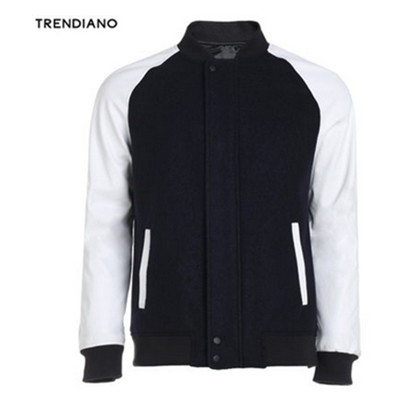 历史新低！TRENDIANO 立领棒球服式拼接毛呢外套3143344590 .