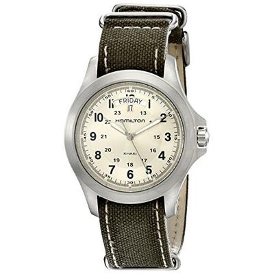 军绿！Hamilton H64451823 卡其野战石英男表
