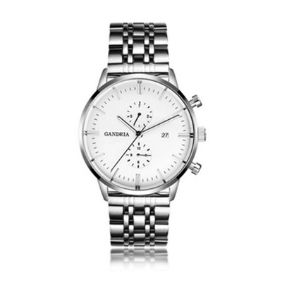 简洁时尚！瑞亚 男士石英表腕表 立体切割镜面  钢带腕表 7019