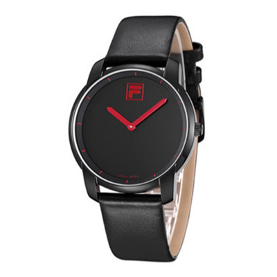 极简大气！Fila男款休闲极简大气撞色表盘皮带表