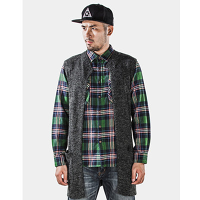 百搭单品！HE75 Denim拉链装饰毛衣马甲
