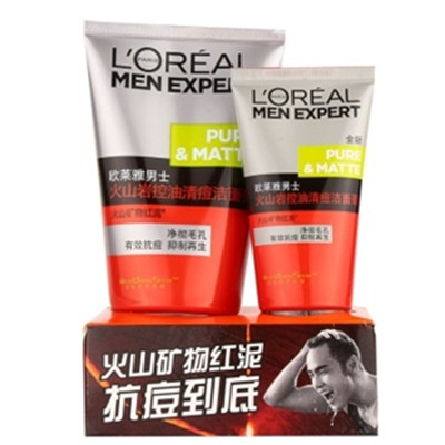 自提好价！欧莱雅 男士火山岩控油洁面膏（100ml+50ml）洗面奶