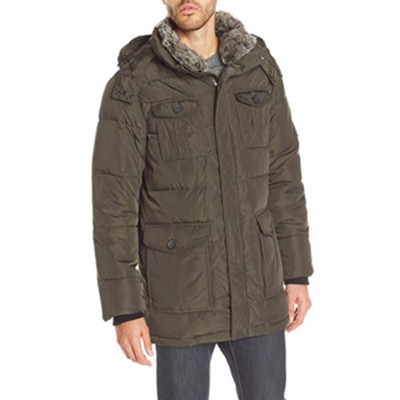 大牌好价！Calvin Klein Quilted Parka男士时尚连帽夹克