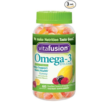 补充！vitafusion Omega-3 成人维生素鱼油软糖60粒3瓶装
