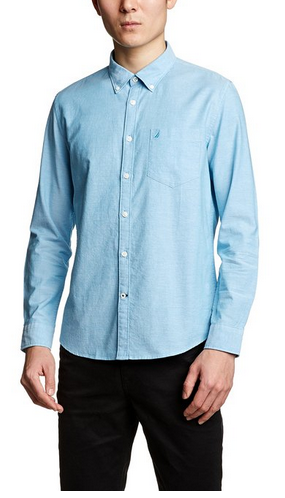 Nautica 诺帝卡 男式 全面牛津纺长袖休闲衬衫（中国版型） W53600