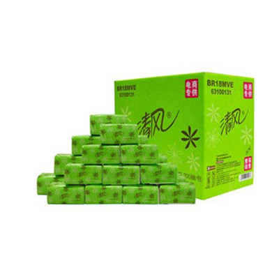 宅男福利！清风 抽纸 淡绿花 原生木浆 2层200抽*20包 整箱