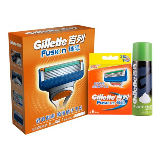 进口好价！Gillette 吉列 锋隐手动6刀头+210g剃须泡(进)