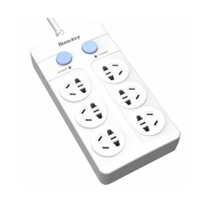 家居好货！航嘉（Huntkey）大白602 6位1.8米 单排开关 插排