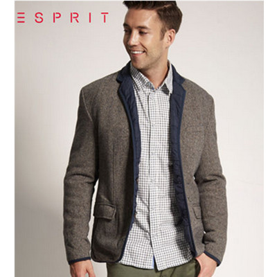 型男必备！ESPRIT男士假两件拼接西服ID0419F