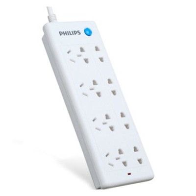 安全防护！PHILIPS/飞利浦8孔位1.8米插座插排