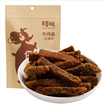 吃货进！百草味 牛肉干 五香牛肉条100g/袋