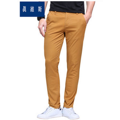 时尚百搭！真维斯男士弹力磨毛韩版修身直筒小脚裤