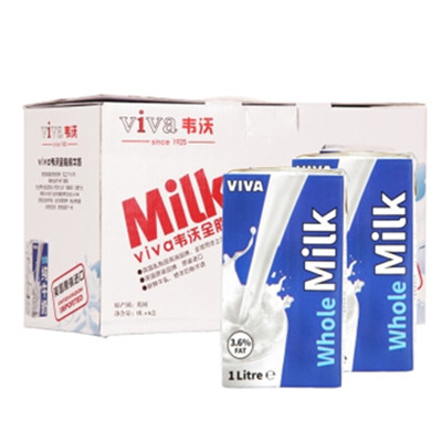 新低！欧洲 进口牛奶 韦沃（VIVA）全脂纯牛奶1L*6礼盒装