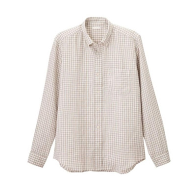 新风尚价！极优GU 男装 全麻格子衬衫 268833