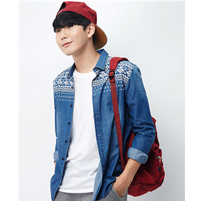 民族风！唐狮春季男士牛仔衬衫616111015460