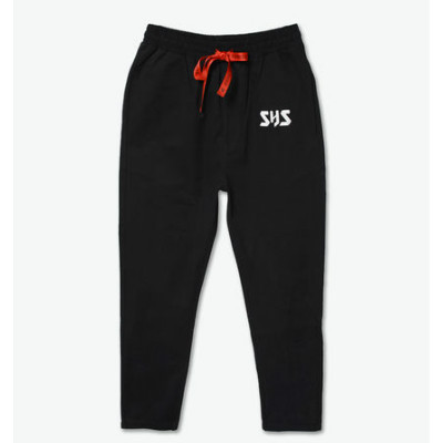 百搭好价！SYS.tag 黑色印花抽绳盖袋休闲裤