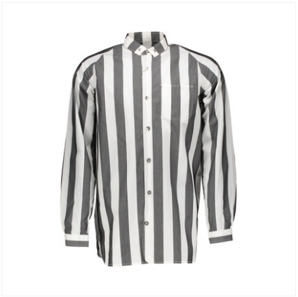 素雅！White Mountaineering 灰白色条纹角扣领饰口袋衬衫