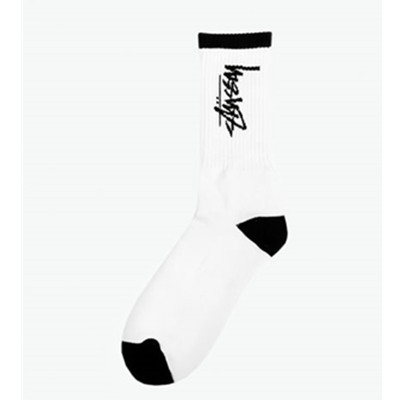 买一送一超值！欧美大牌stussy 拼色logo针织袜（黑白两色）