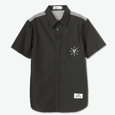 夏季新品！EVD条纹拼接工装短袖衬衫