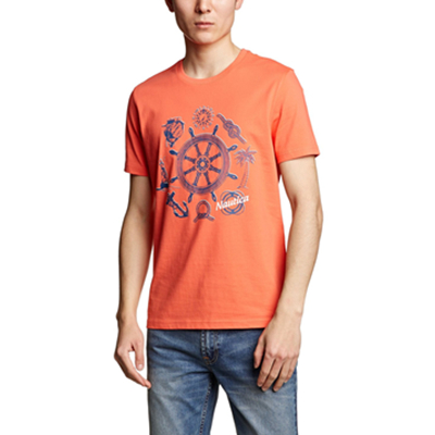 夏季单品！Nautica诺帝卡男式全棉短袖圆领T恤V51945S