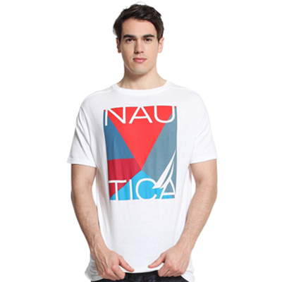 好价！Nautica诺帝卡男式纯棉时尚圆领T恤V52301S