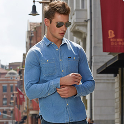 新低！Lee男士长袖水洗牛仔衬衫L15031AU22FK