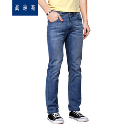 休闲造型！真维斯修身舒适反脚牛仔裤52-181001