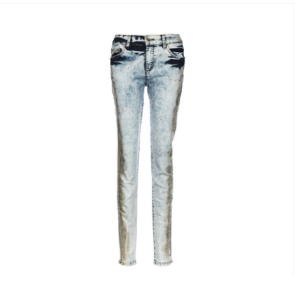 小码福利！versace jeans 浅牛仔蓝色刷漆饰修身长裤