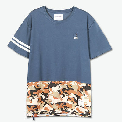 帅气有型！FLOAT拼接迷彩运动纯棉TEE