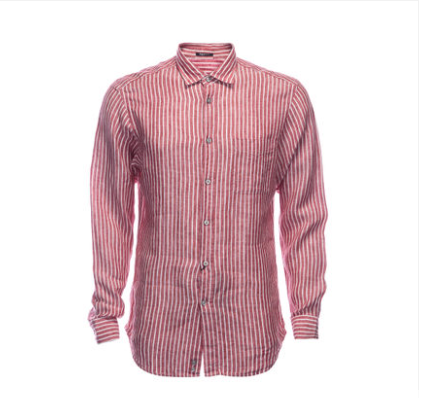 洒脱！ZEGNA SPORT 砖红条纹印花长袖衬衫