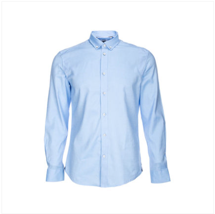 气质！CR7 天蓝色角扣领长袖衬衫