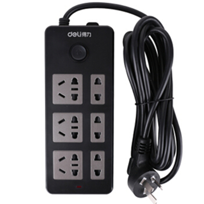 刚需可入！得力（deli）18232 总控开关6位3米插座/插排/插线板