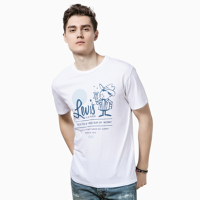 全网好价！Levi's李维斯男士Logo印花纯棉白色短袖T恤22491-0076
