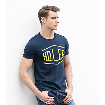 百搭单品！LEE男子圆领纯棉短袖T恤L159901NWB