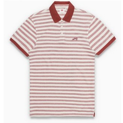 百搭条纹！Levi's李维斯男士绣花条纹纯棉短袖Polo衫22403-0005