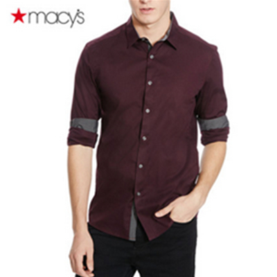 历史新低！Kenneth Cole Reaction男条纹衬边纯色衬衫