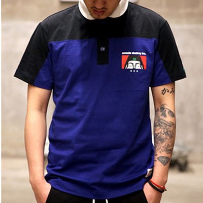 帅气！corade 掌柜拼色翻领POLO