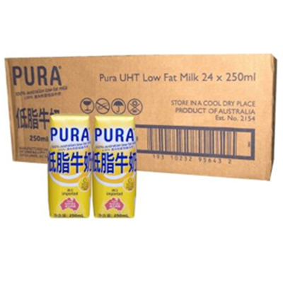 历史新低！PURA宝莱超高温处理低脂纯牛奶24*250ml