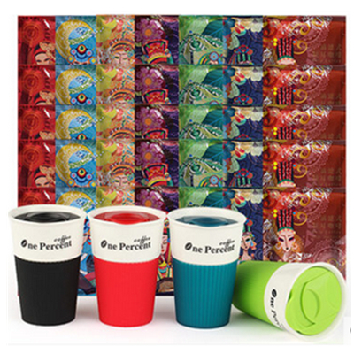 送咖啡杯！onepercent百分之一云南小粒黑咖啡粉大包装10g*35片