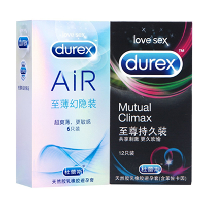 安全持久！Durex杜蕾斯避孕套AIR至薄幻隐装6只+至尊持久装12只