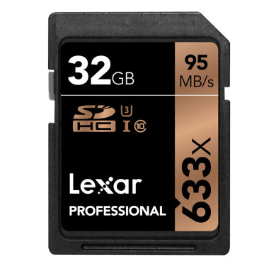 极速！雷克沙（Lexar）SD卡32G高速 633X 单反相机内存卡