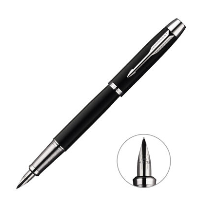 典雅！派克 PARKER IM 纯黑丽雅白夹墨水笔