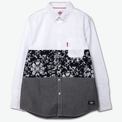 好价舒适！Dickies 面料拼接棉牛津纺长袖衬衫