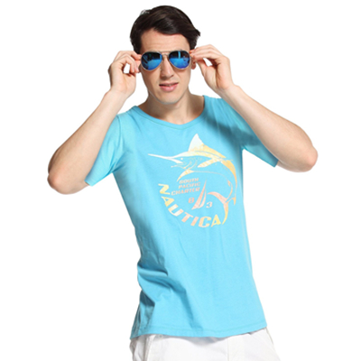 夏季优选！Nautica诺帝卡男式纯棉时尚圆领T恤V52144S