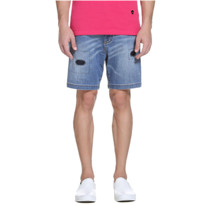 夏季单品！Trendiano男式水洗中腰牛仔短裤3132061310610