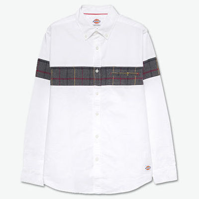 帅气好价！Dickies 牛津纺拼接长袖领尖扣衬衫