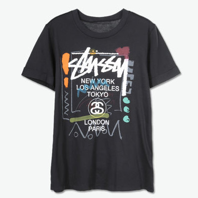 经典款！stussy 巡游logo印花T恤