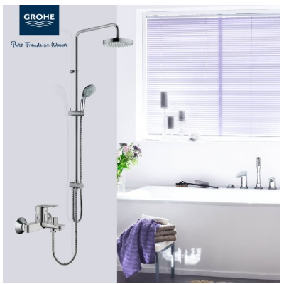 德国品质！GROHE 高仪 龙头(浴缸淋浴双用) 现代型三出水淋浴柱套装