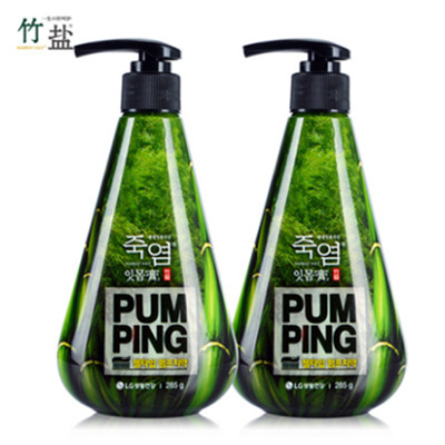 欧巴力荐！LG按压式竹盐派缤牙膏285g*2瓶