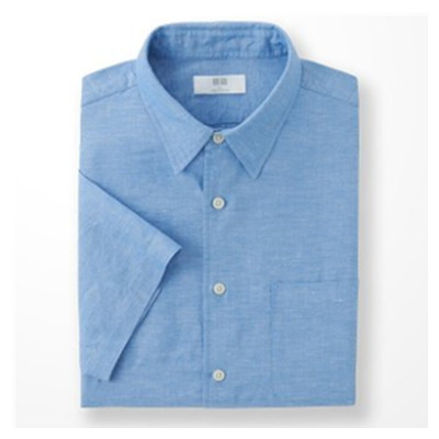 舒适有型！优衣库UNIQLO麻棉衬衫短袖164225